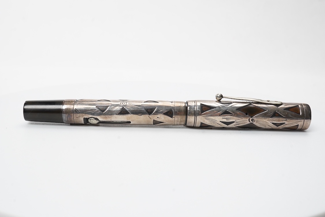 A Waterman 452 Sterling filigree fountain pen with No.2 14ct. gold nib